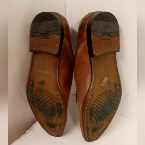 Vtge Dune London Shoes Wingtip ACCREDIT Brown Leather/Burlap Fabric Sz 13M/46 main image 4